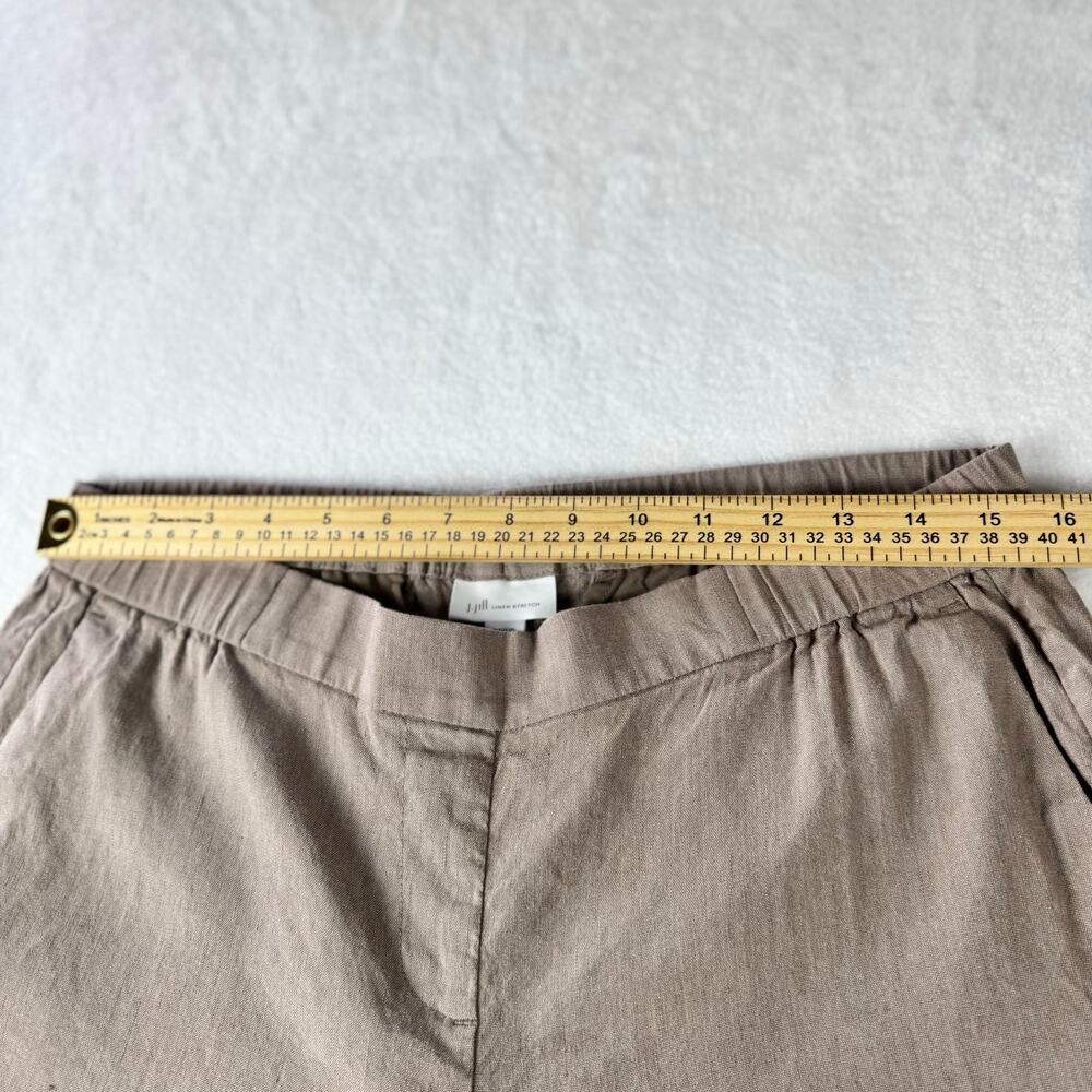 J.Jill Linen Stretch Crop Pants Women M Petite Beige Taupe Pull On Ankle Casual - Picture 6 of 13